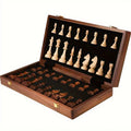 Solid Wood Chess Board with 34 Pieces and Stable Low-Profile Bases, 15.7x15.7x1.6 in Valideals Outlet