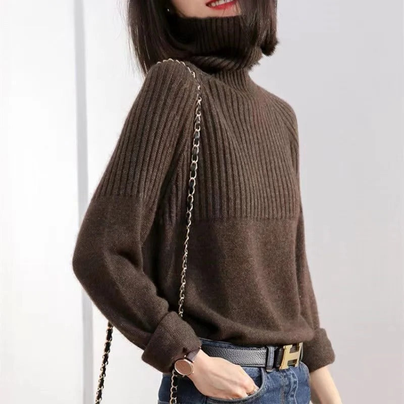 Cashmere Turtleneck Sweater with Lightweight Warmth and Ribbed Cuffs, Relaxed Fit Valideals Outlet