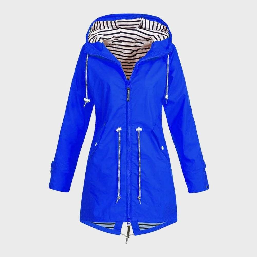 Women's Long Hooded Rain Jacket with Breathable Lining and Adjustable Hood, Waterproof Valideals Outlet
