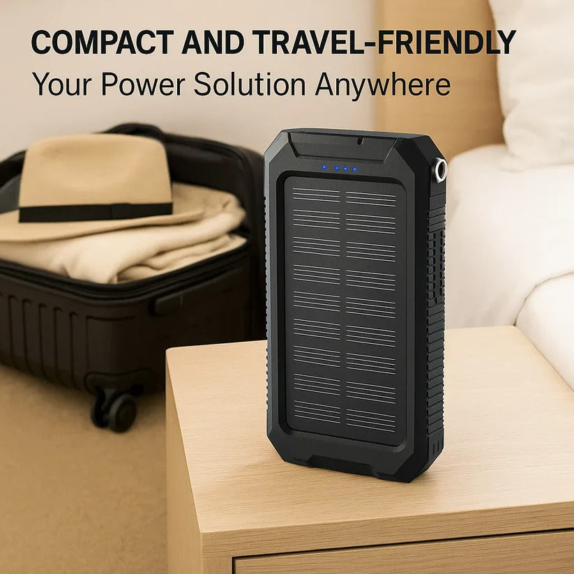 Solar Power Bank with 500000 mAh Capacity and Dual USB Outputs, Water-Resistant Valideals Outlet