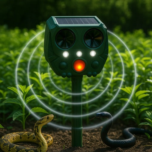 Motion-Activated Solar Snake Repeller with Ultrasonic Sound and Flashing Light, 30ft Range Valideals Outlet