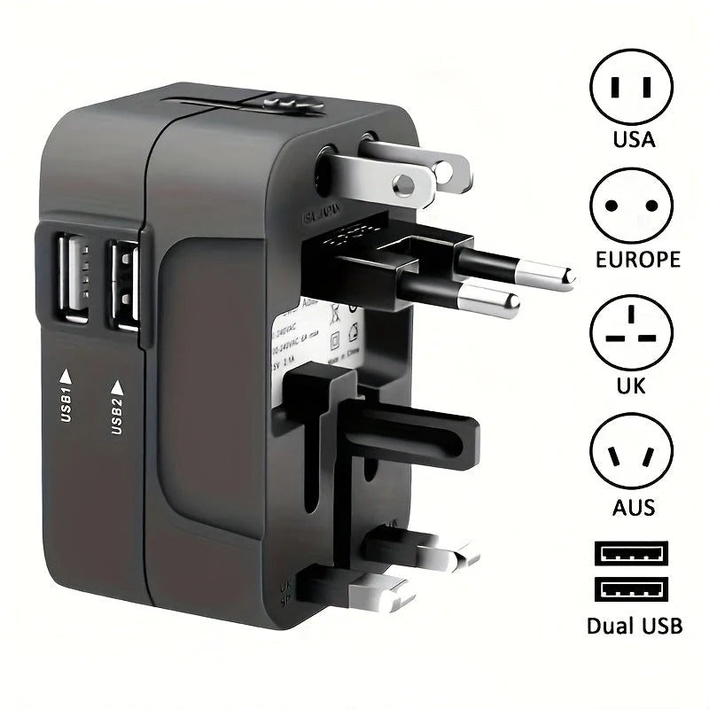 Universal Power Adapter with Dual USB Ports for International Travel Valideals Outlet
