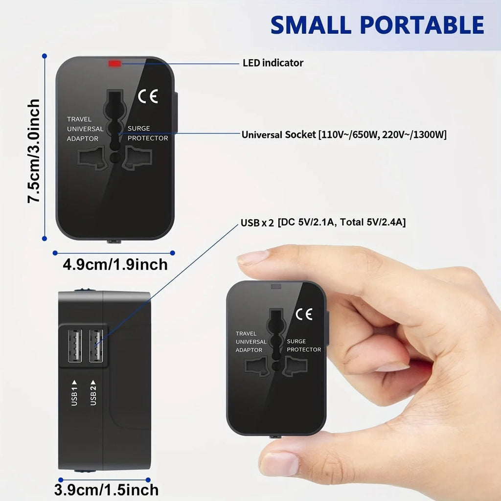 Universal Power Adapter with Dual USB Ports for International Travel Valideals Outlet