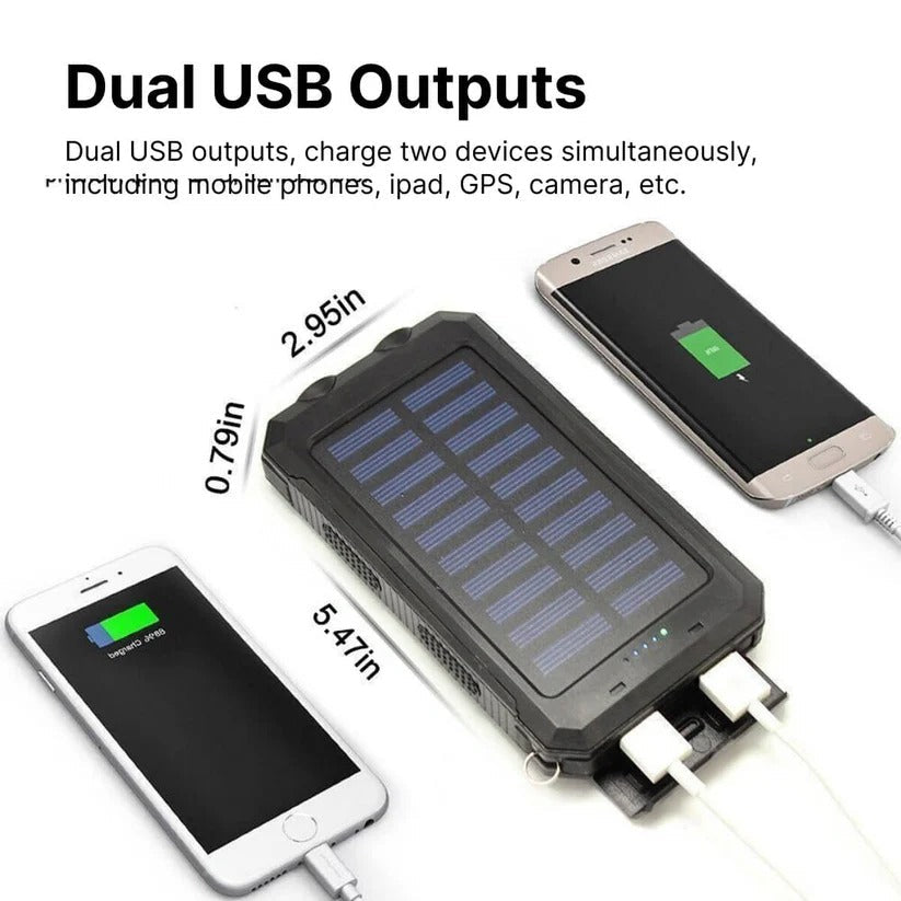Solar Power Bank with 500000 mAh Capacity and Dual USB Outputs, Water-Resistant Valideals Outlet