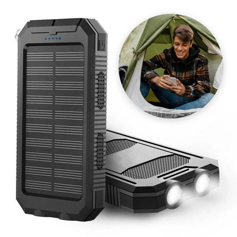 Solar Power Bank with 500000 mAh Capacity and Dual USB Outputs, Water-Resistant Valideals Outlet