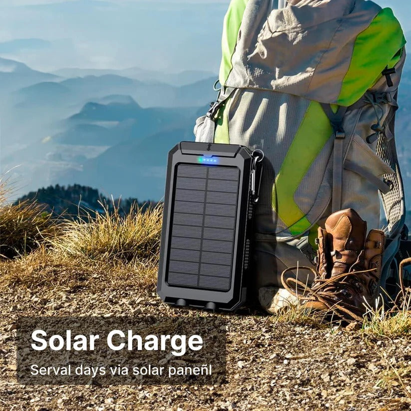 Solar Power Bank with 500000 mAh Capacity and Dual USB Outputs, Water-Resistant Valideals Outlet