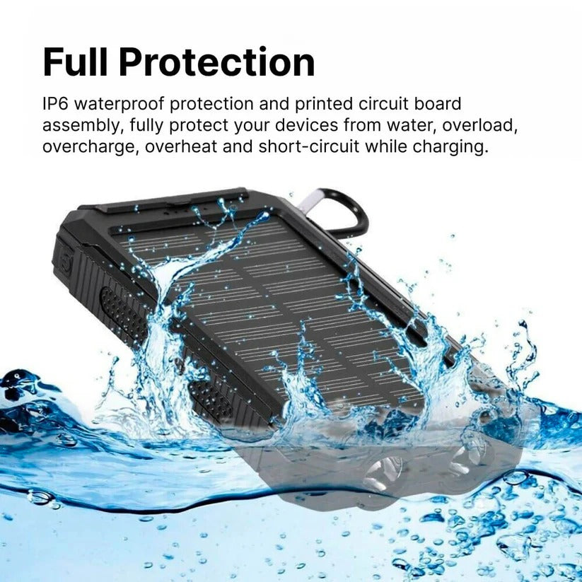 Solar Power Bank with 500000 mAh Capacity and Dual USB Outputs, Water-Resistant Valideals Outlet