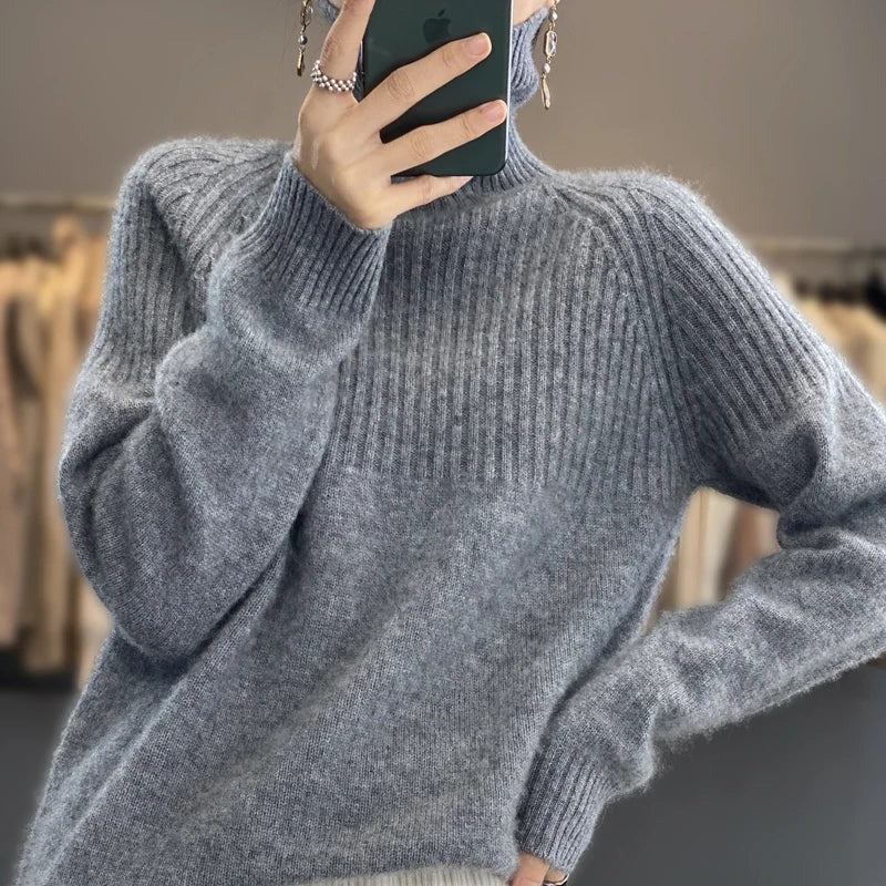 Cashmere Turtleneck Sweater with Lightweight Warmth and Ribbed Cuffs, Relaxed Fit Valideals Outlet