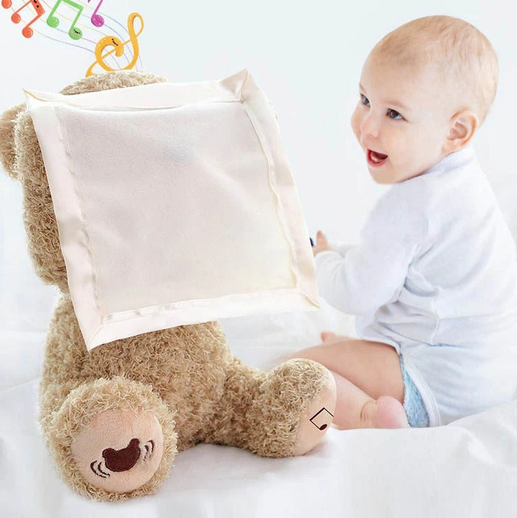 Peekaboo Plush Toy with Motorized Peek Cover and Soothing Melodies, 8-Inch Soft Plush Valideals Outlet