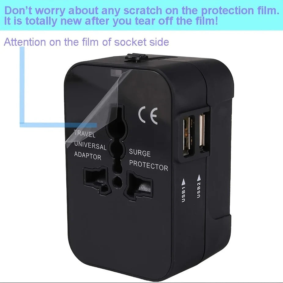 Universal Power Adapter with Dual USB Ports for International Travel Valideals Outlet