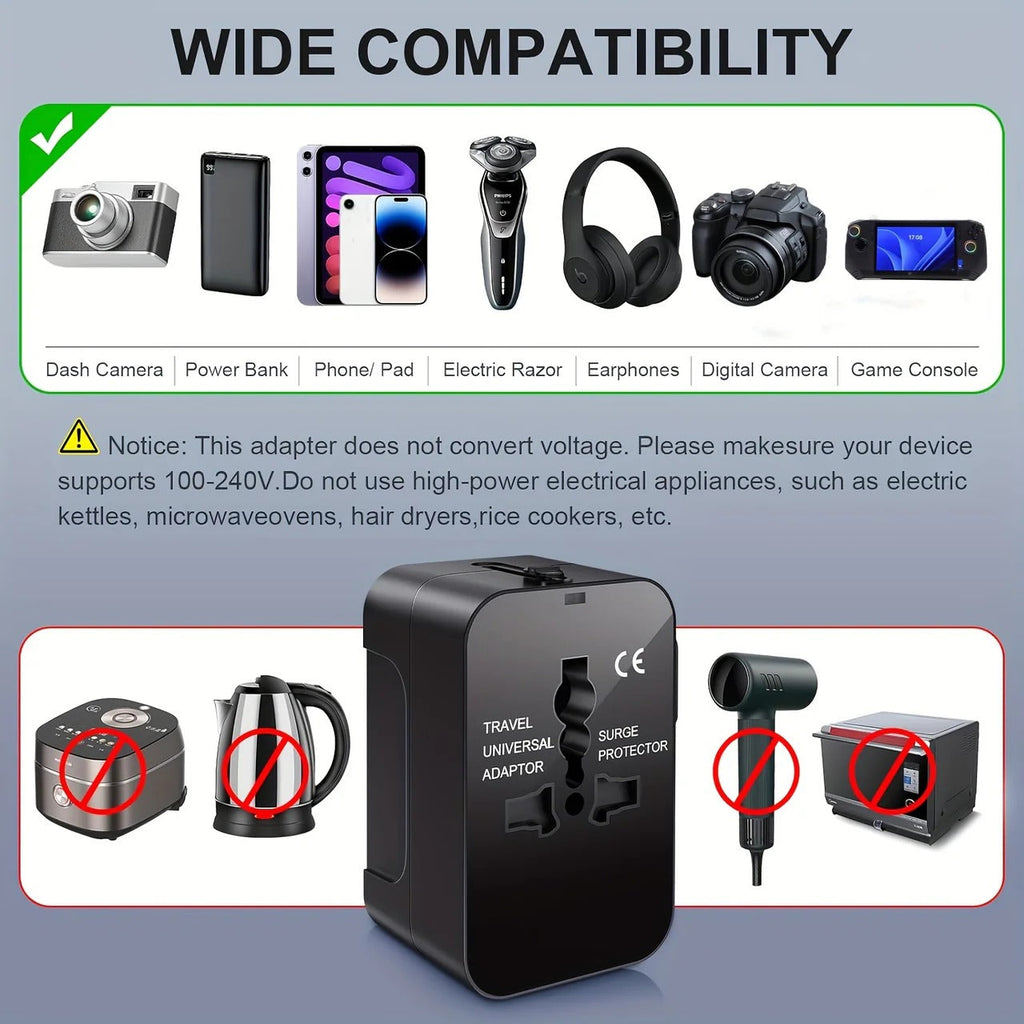 Universal Power Adapter with Dual USB Ports for International Travel Valideals Outlet