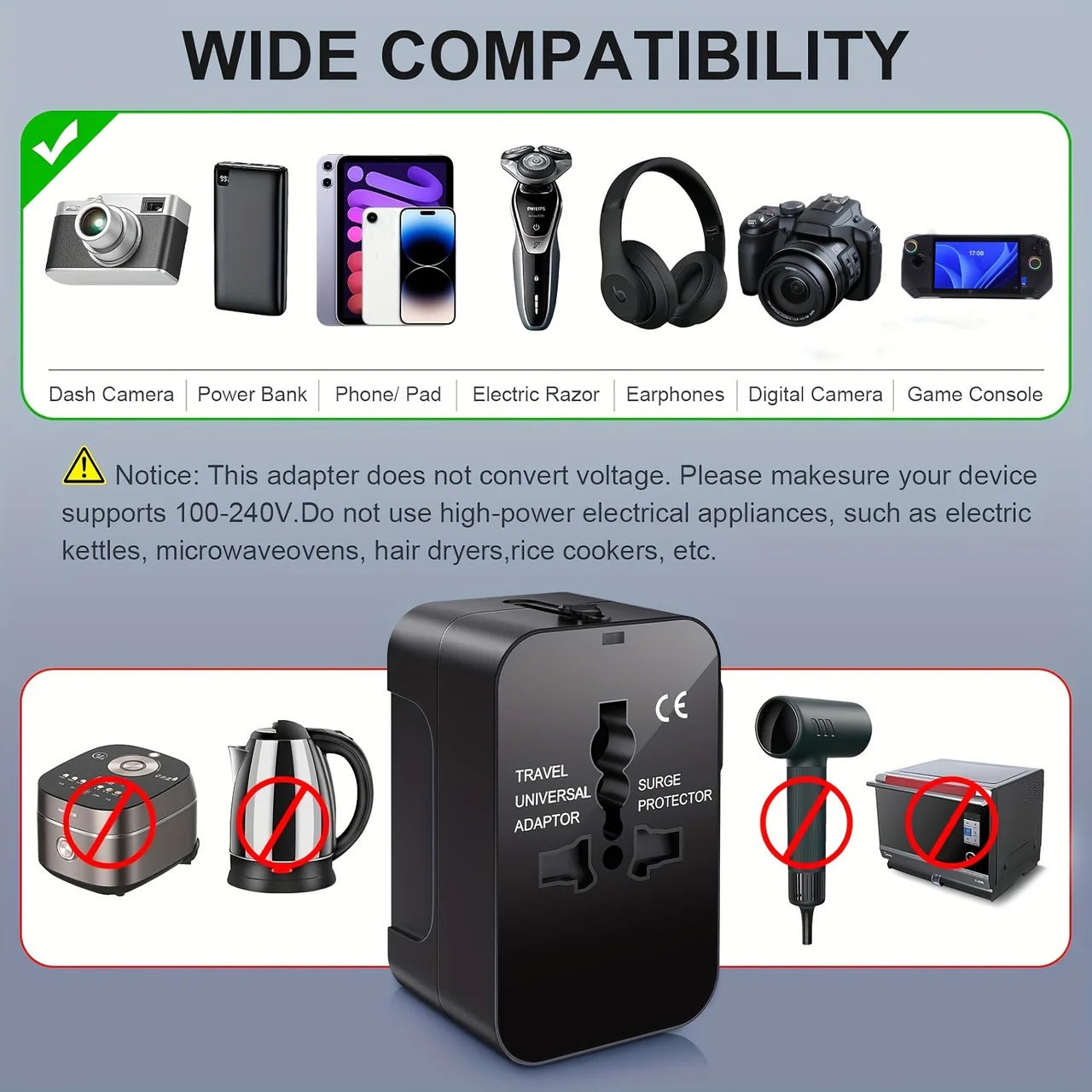 Universal Power Adapter with Dual USB Ports for International Travel Valideals Outlet