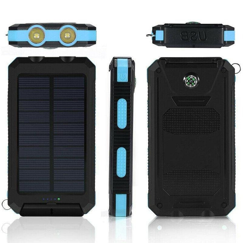 Solar Power Bank with 500000 mAh Capacity and Dual USB Outputs, Water-Resistant Valideals Outlet