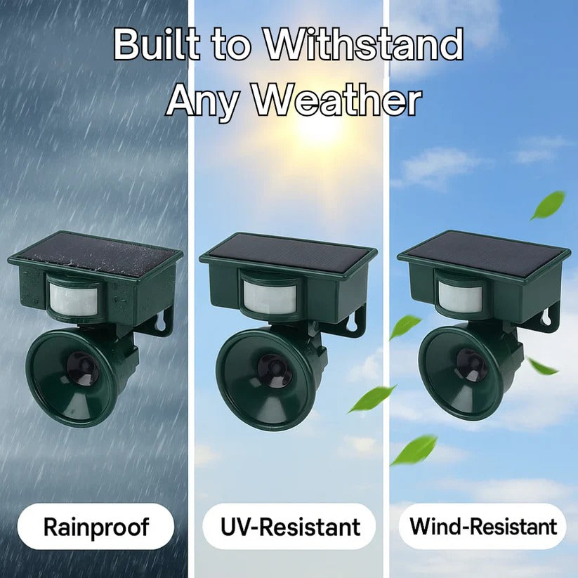 Solar Motion Sensor Bird Repeller with Adjustable Sound and Mount Options, Weatherproof Valideals Outlet