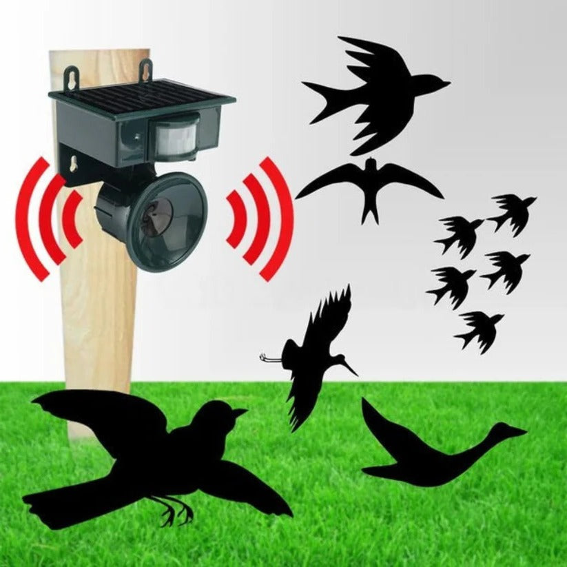 Solar Motion Sensor Bird Repeller with Adjustable Sound and Mount Options, Weatherproof Valideals Outlet