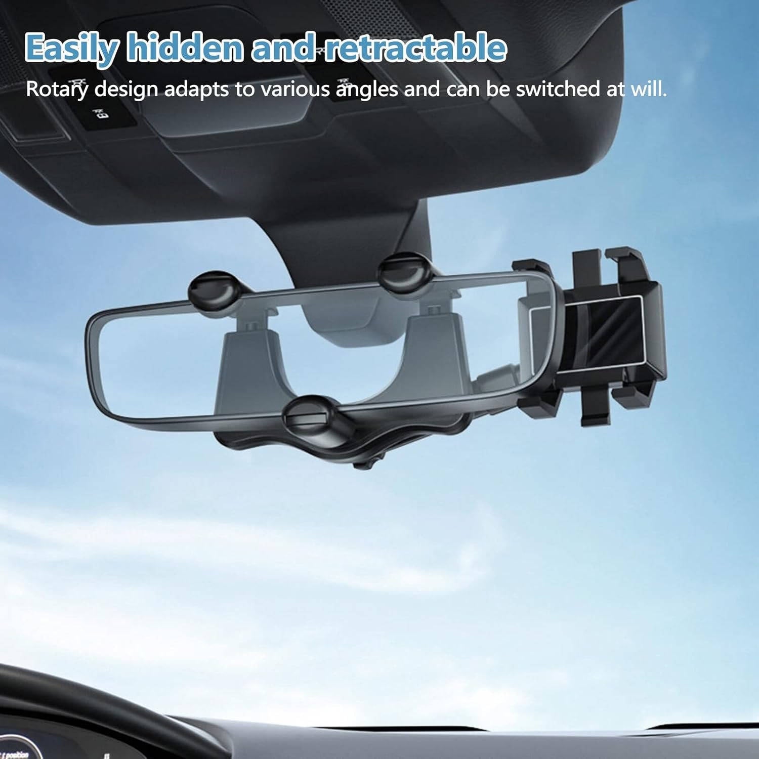 Rearview Mirror Phone Holder with 360 Degree Rotation and Four Claw Grip Valideals Outlet