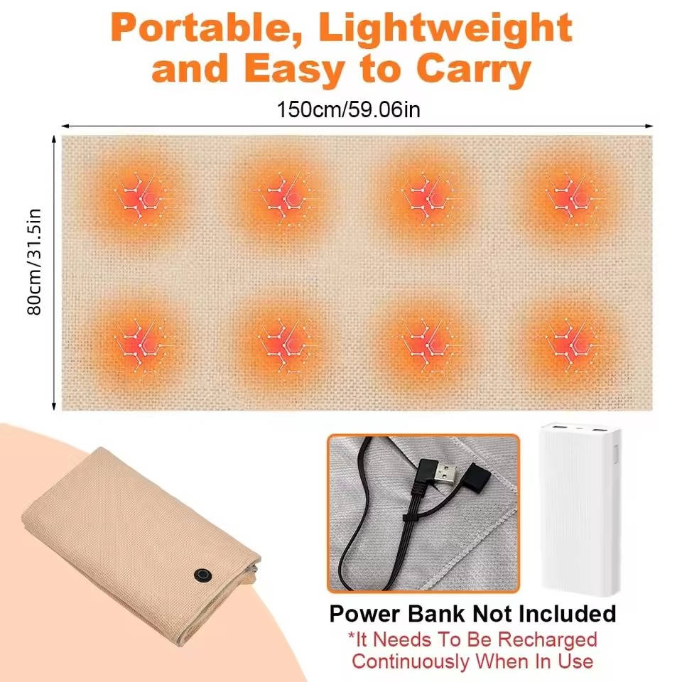 Heated Shawl with USB Power Port and Zipper Closure, 8-Zone Quick Heat Valideals Outlet