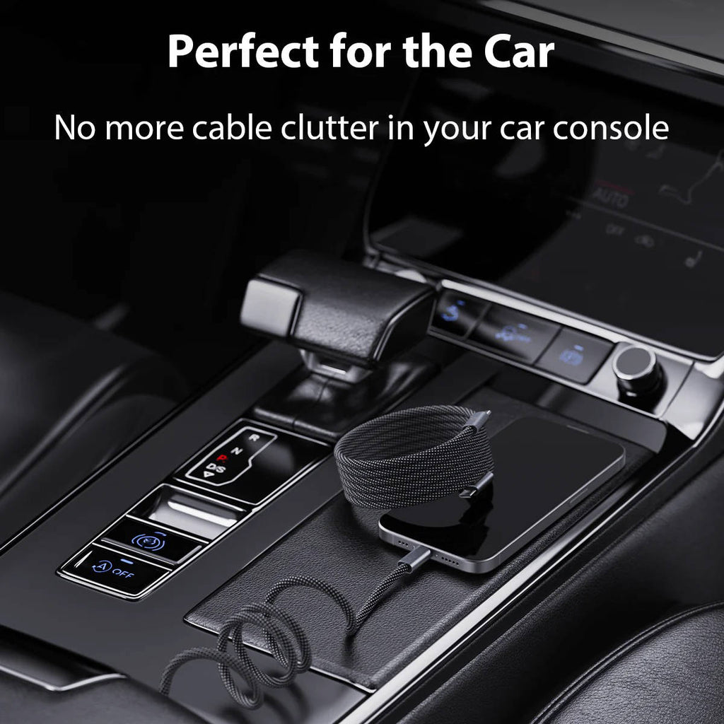 Self-Coiling Magnetic Charging Cable with Braided TPE and Interchangeable Tips Valideals Outlet