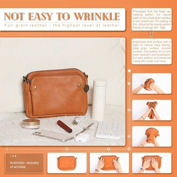 Crossbody Bag with Built-In RFID Wallet and Three-Layer Storage, Detachable Strap Valideals Outlet