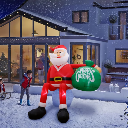 8-Foot Climbing Santa Inflatable with Built-In Fan and LED Lights, Installation Kit Valideals Outlet
