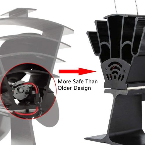 Wood Stove Fan with Anodized Aluminum Base and Four-Blade Quiet Circulation, 180-210 CFM Valideals Outlet