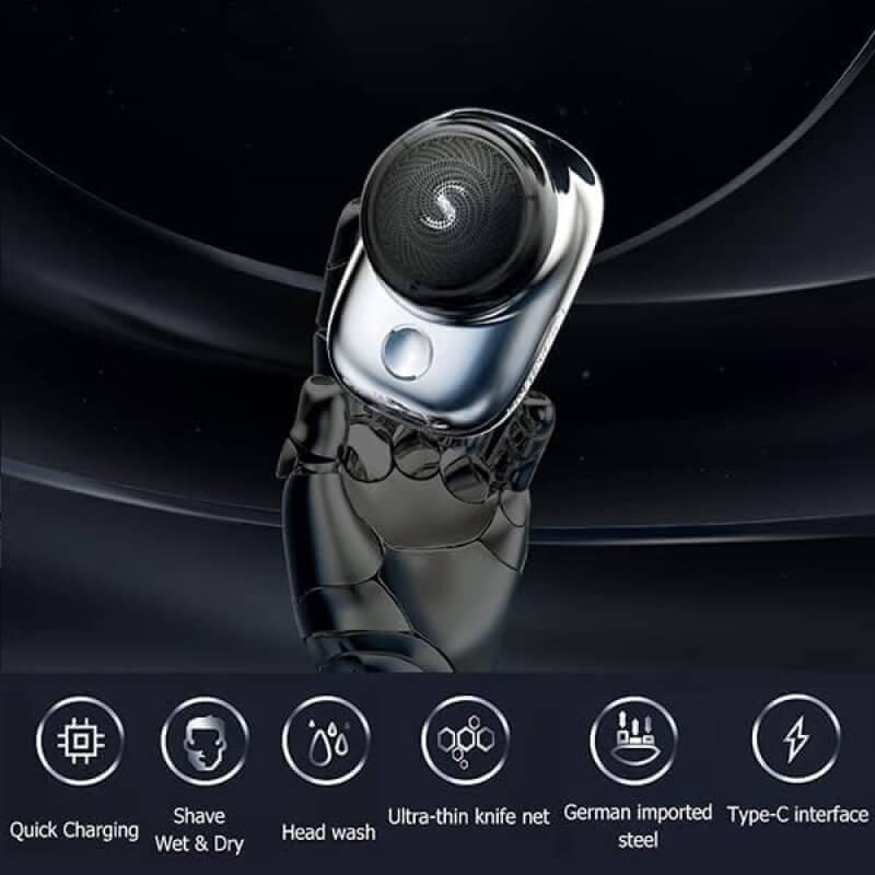 Portable Electric Shaver with Six-Blade Foil and Rechargeable Waterproof, Compact Aluminum Valideals Outlet