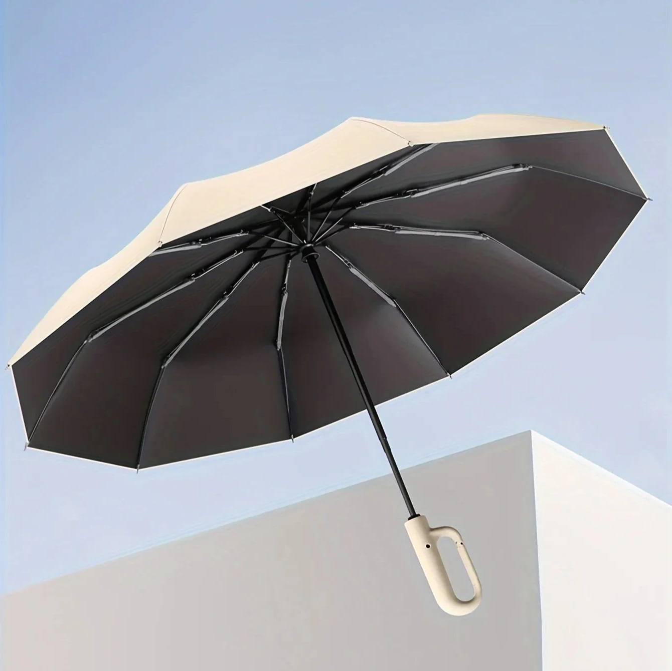 Travel Umbrella with Automatic Open and Fiberglass Ribs, Waterproof Nylon Canopy Valideals Outlet