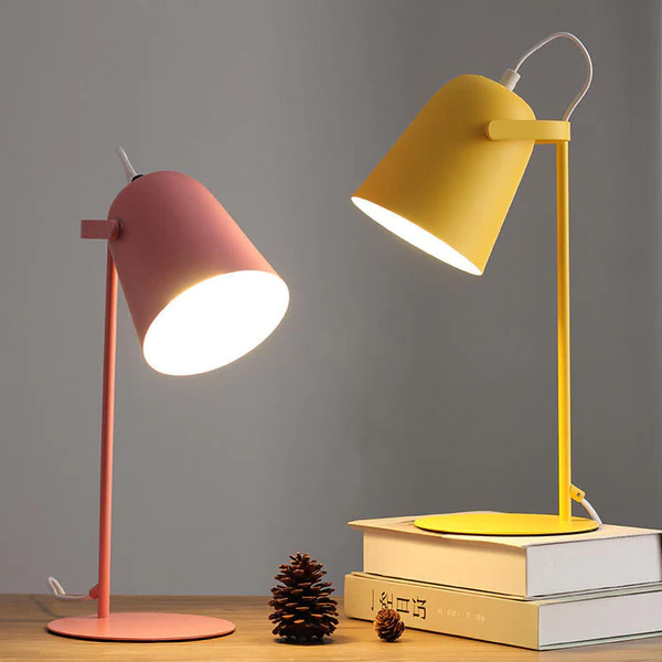 Table Lamp with Iron Bucket Shade and Macaron Pastel Finish, E26 Bulb Base Valideals Outlet