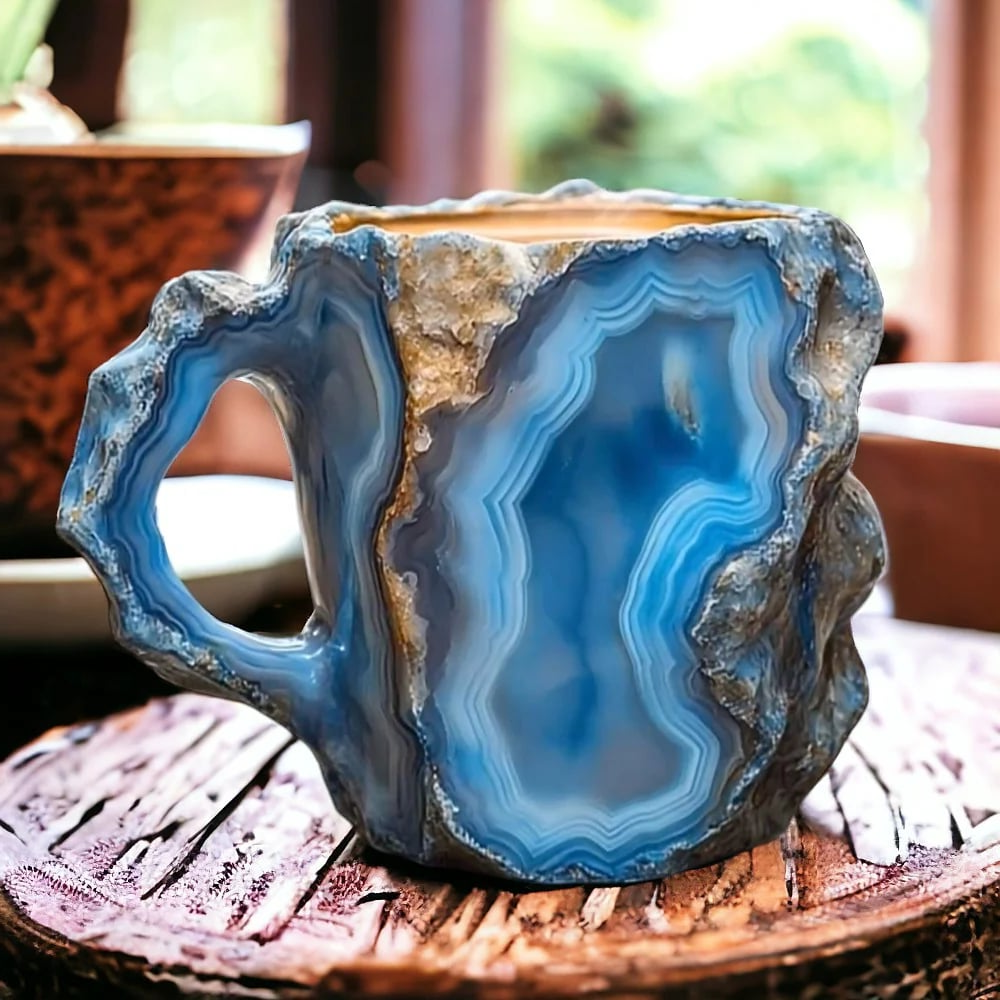 Crystal Coffee Mug with Faceted Finish and Comfort Handle, 10.14 Fl Oz Dishwasher Safe Valideals Outlet