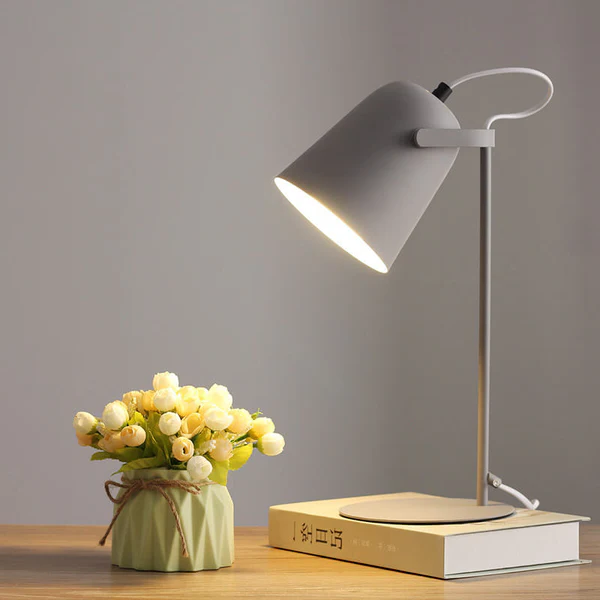 Table Lamp with Iron Bucket Shade and Macaron Pastel Finish, E26 Bulb Base Valideals Outlet