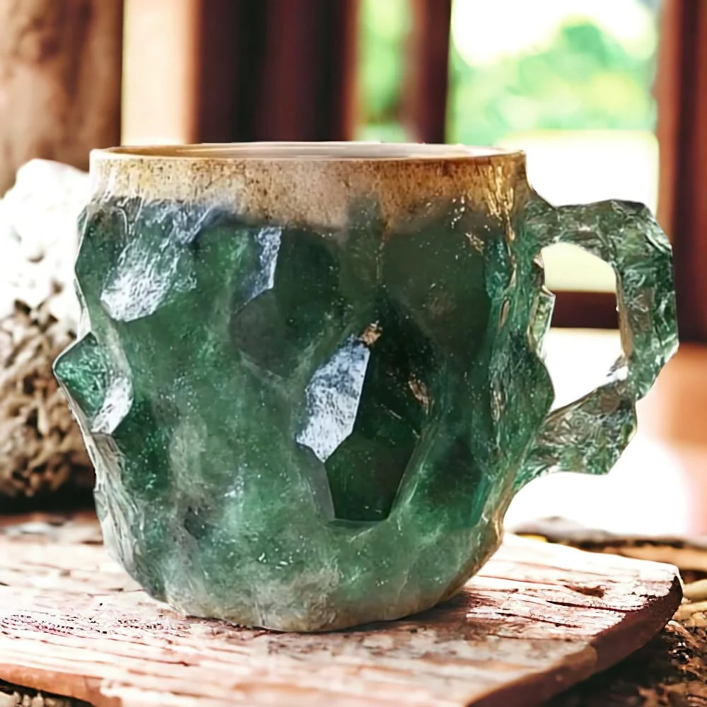 Crystal Coffee Mug with Faceted Finish and Comfort Handle, 10.14 Fl Oz Dishwasher Safe Valideals Outlet