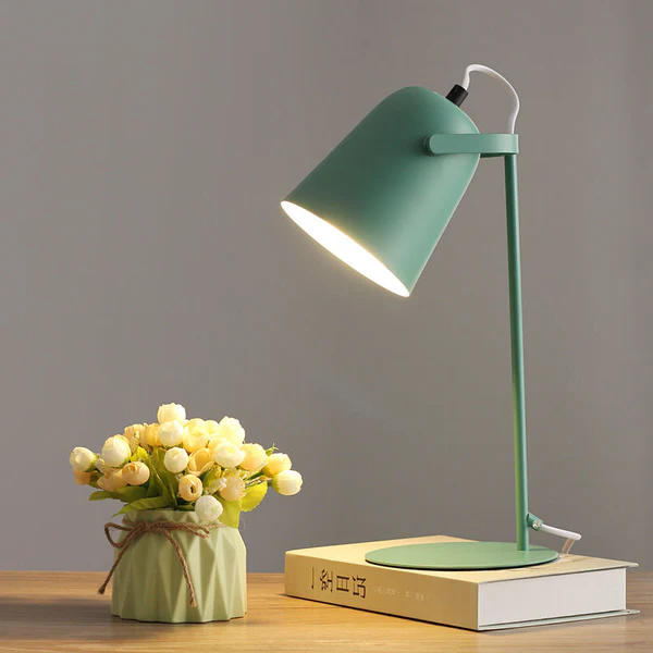 Table Lamp with Iron Bucket Shade and Macaron Pastel Finish, E26 Bulb Base Valideals Outlet