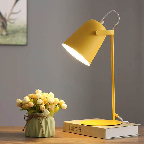 Table Lamp with Iron Bucket Shade and Macaron Pastel Finish, E26 Bulb Base Valideals Outlet
