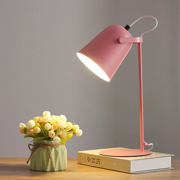 Table Lamp with Iron Bucket Shade and Macaron Pastel Finish, E26 Bulb Base Valideals Outlet