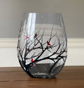 Hand Painted Seasonal Tree Wine Glass with 12oz Capacity, Dishwasher Safe Valideals Outlet