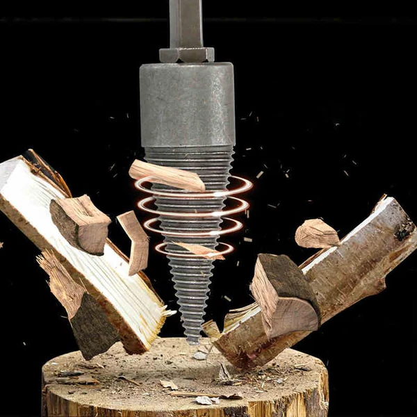 Wood Splitting Drill Bit with High Carbon Steel Construction and Three Handle Adapters Valideals Outlet