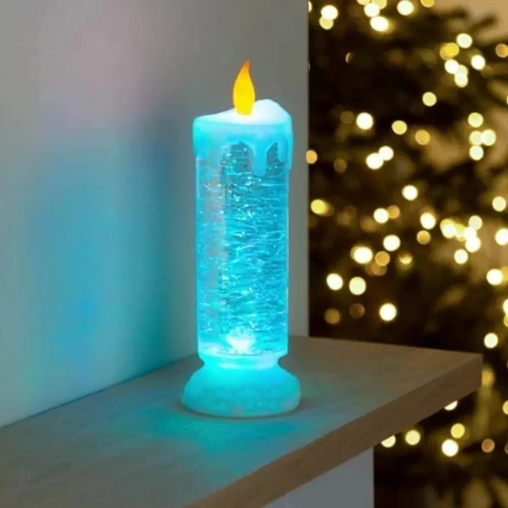 Color Changing LED Candle with Rotating Glitter and Rechargeable Battery, 10.2 x 3.1 Inch Valideals Outlet