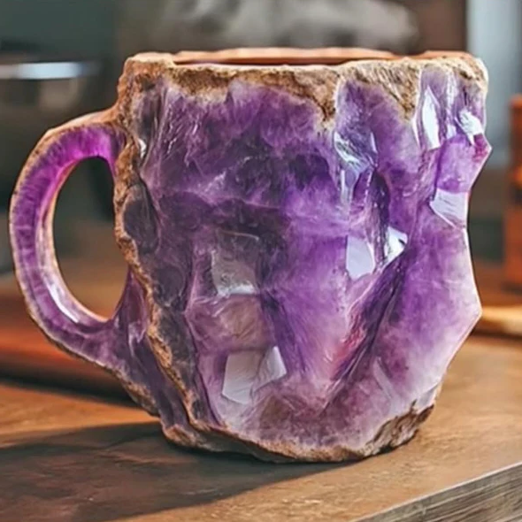 Crystal Coffee Mug with Faceted Finish and Comfort Handle, 10.14 Fl Oz Dishwasher Safe Valideals Outlet