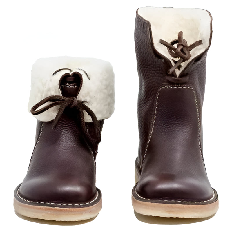 Waterproof Wool Lined Boots with Full Grain Leather and Natural Crepe Sole, 3cm Heel Valideals Outlet