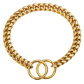 Steel Chain Dog Collar with Solid Links and Polished Finish, Heavy Duty Valideals Outlet