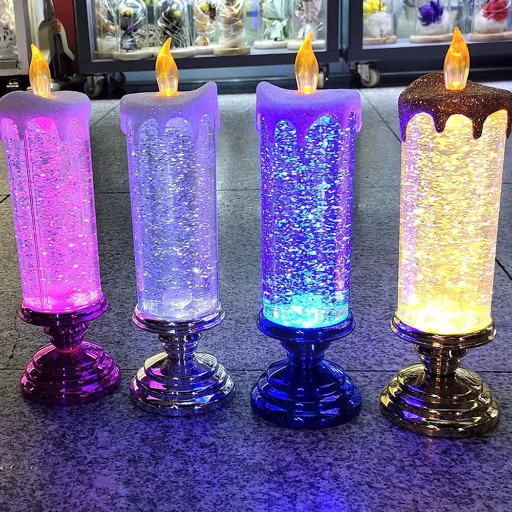 Color Changing LED Candle with Rotating Glitter and Rechargeable Battery, 10.2 x 3.1 Inch Valideals Outlet