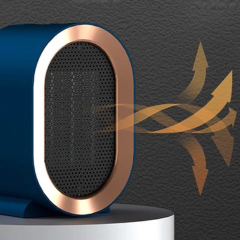Small Electric Space Heater with Ceramic Element and Adjustable Thermostat, Tip-Over Safety Valideals Outlet