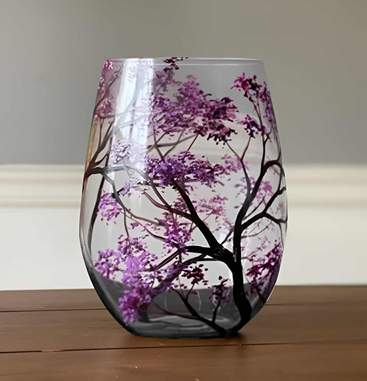 Hand Painted Seasonal Tree Wine Glass with 12oz Capacity, Dishwasher Safe Valideals Outlet