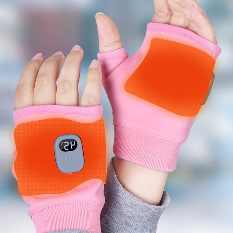 Heated Fingerless Gloves with 1800mAh Battery and 3 Heat Levels, USB Rechargeable Valideals Outlet