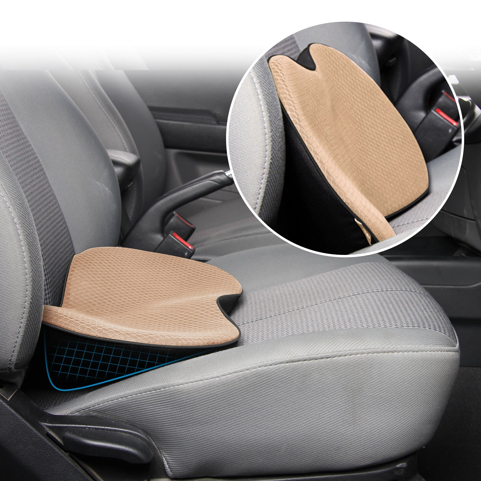 Car Seat Cushion with 3.5-Inch Lift and Memory Foam Support, Removable Breathable Cover Valideals Outlet