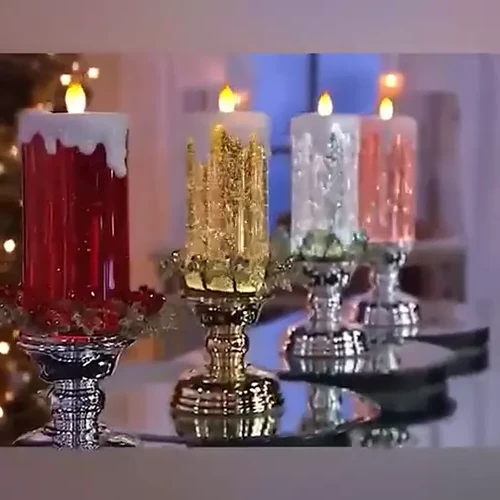 Color Changing LED Candle with Rotating Glitter and Rechargeable Battery, 10.2 x 3.1 Inch Valideals Outlet