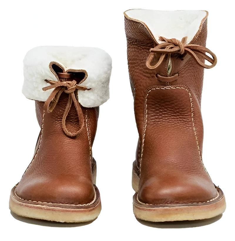 Waterproof Wool Lined Boots with Full Grain Leather and Natural Crepe Sole, 3cm Heel Valideals Outlet