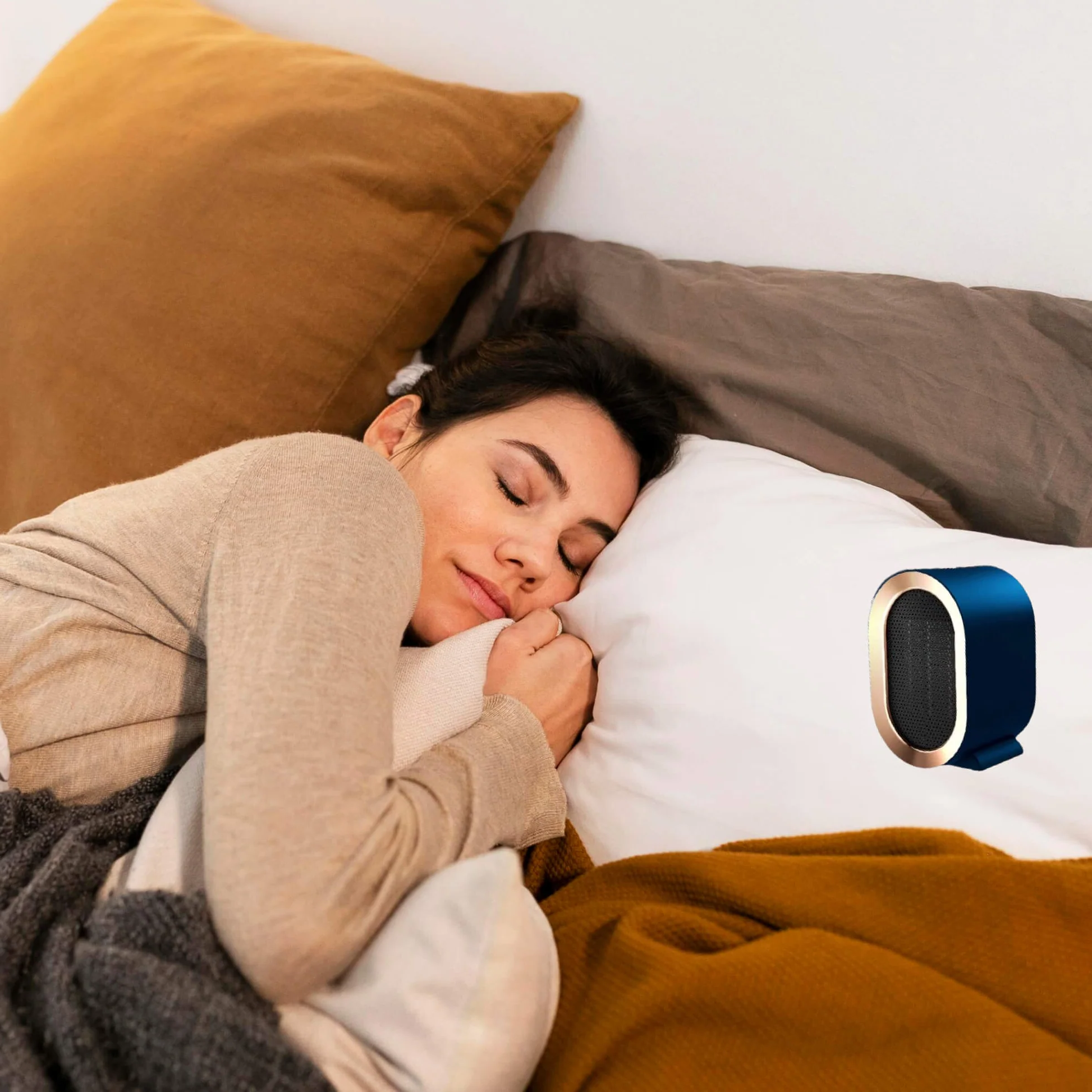 Small Electric Space Heater with Ceramic Element and Adjustable Thermostat, Tip-Over Safety Valideals Outlet
