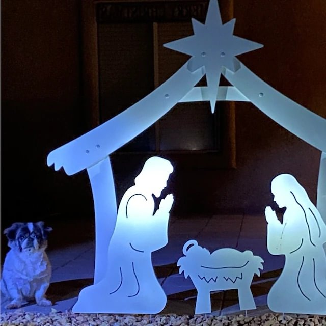 Inflatable Nativity Set with Pre-Lit Figures and Waterproof PVC, 20x16x11 in Stable Valideals Outlet