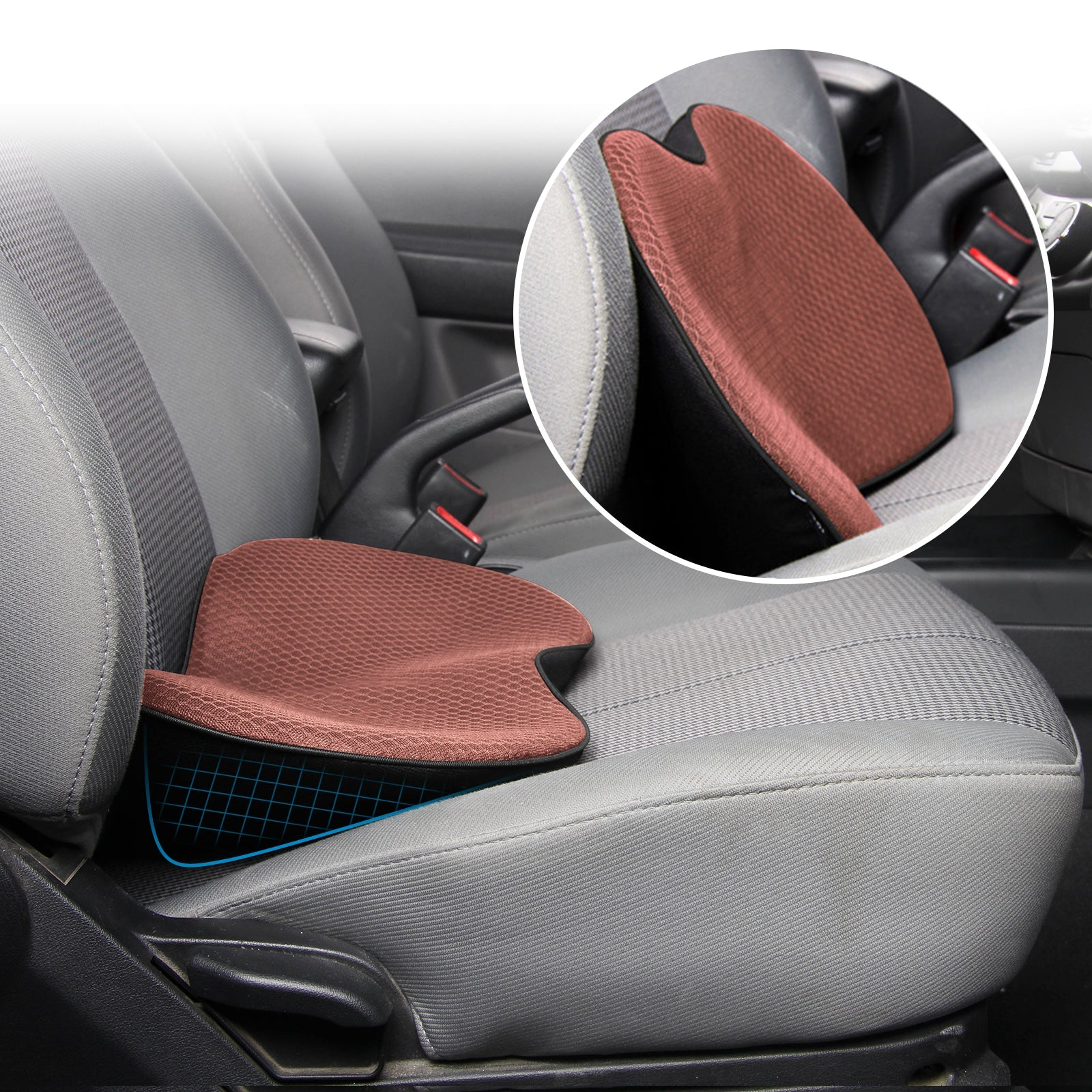 Car Seat Cushion with 3.5-Inch Lift and Memory Foam Support, Removable Breathable Cover Valideals Outlet